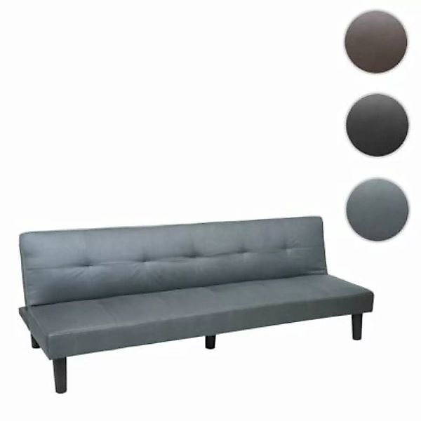 HWC Mendler 3er-Sofa mit Schlaffunktion, Stoff/Textil grau günstig online kaufen