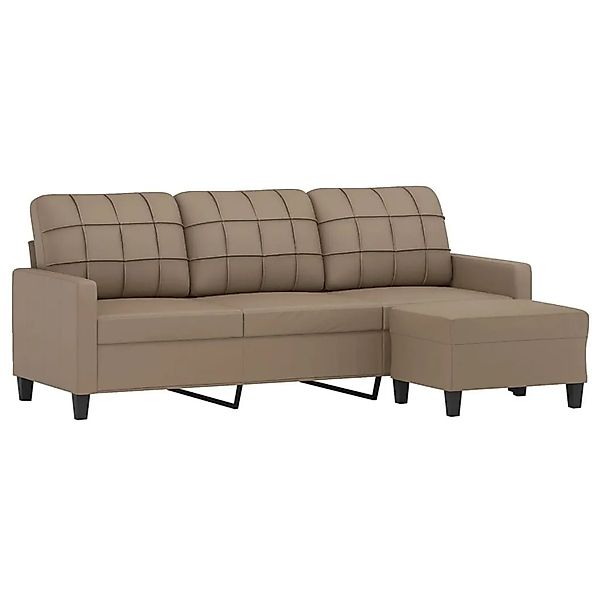 vidaXL 3-Sitzer-Sofa mit Hocker Cappuccino-Braun 180 cm Kunstleder 3201018 günstig online kaufen