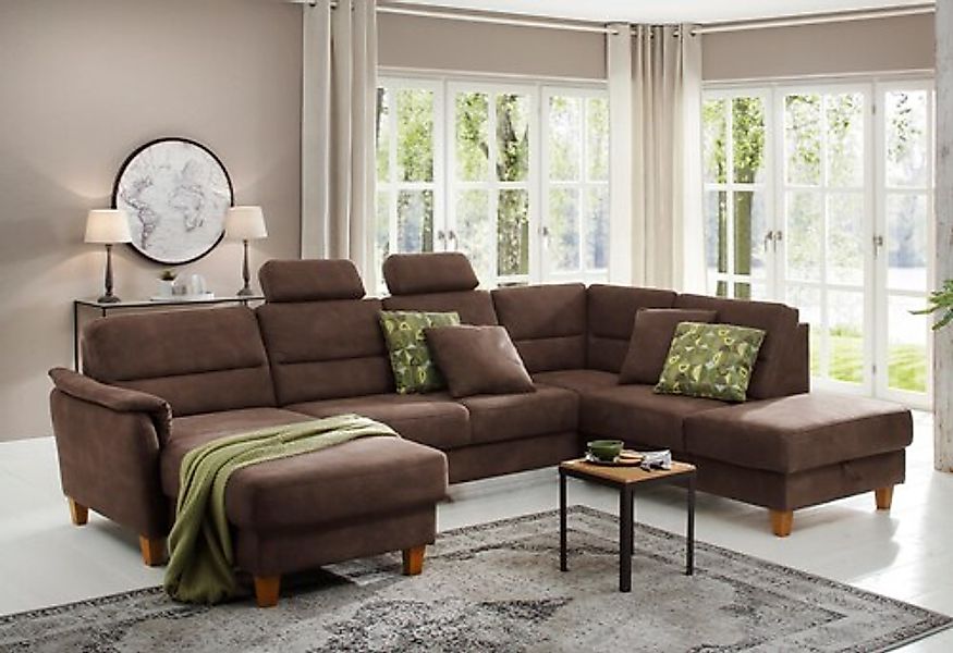 Home affaire Wohnlandschaft »Palmera U-Form, B: 308 cm« optional Bettfunkti günstig online kaufen