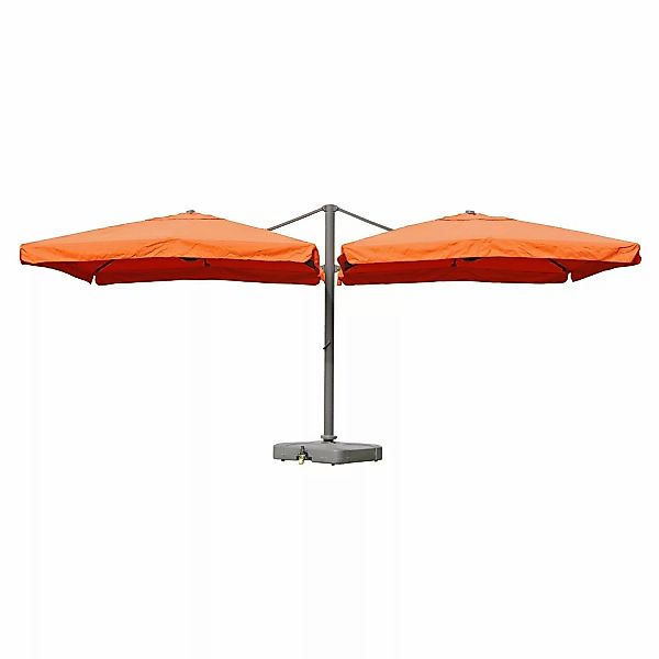 MCW Doppel-Ampelschirm T44 Terracotta mit Ständer günstig online kaufen