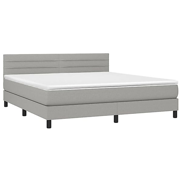 vidaXL Boxspringbett mit Matratze & LED Hellgrau 160x200 cm Stoff 3133245 günstig online kaufen