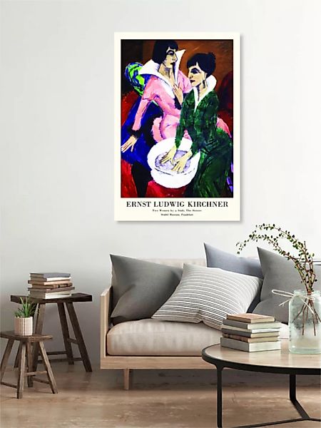 Poster / Leinwandbild - Ernst Ludwig Kirchner: Zwei Frauen Am Waschbecken; günstig online kaufen
