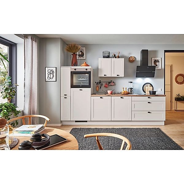 pino Küchenzeile 300cm Kaschmirgrau Matt Anschlag L 1 Geräte-. 1 Seitenschr günstig online kaufen