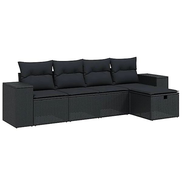 vidaXL 5-tlg Garten-Sofagarnitur mit Kissen Schwarz Poly Rattan Modell 87 günstig online kaufen