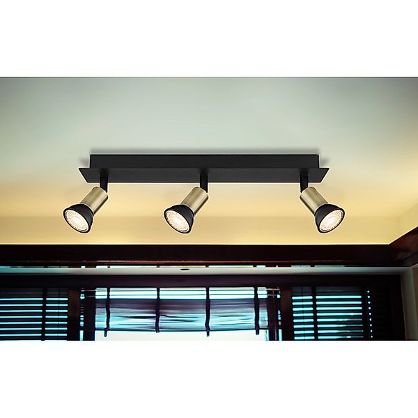 Globo Strahler Drew 3-flammig Schwarz matt 400 x 60 x 90 mm günstig online kaufen