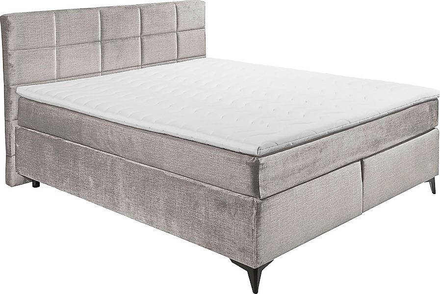 Black Red White Boxspringbett 7-Zonen, 4cm Topper, grau, Liegefläche 180x20 günstig online kaufen