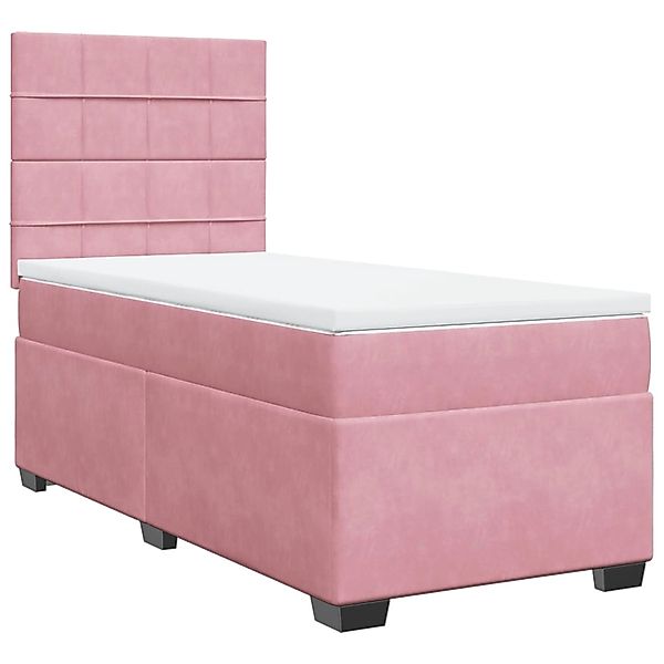 vidaXL Boxspringbett mit Matratze Rosa 100x200 cm Samt2103240 günstig online kaufen