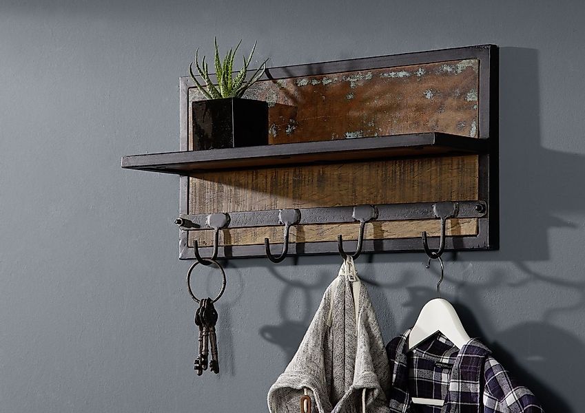 Massivmoebel24 Wandgarderobe (Wandgarderobe Altholz 61x14x31 bunt günstig online kaufen