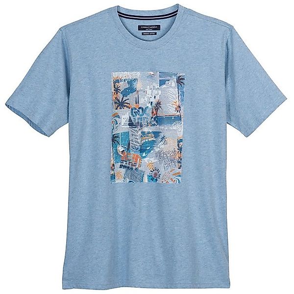 CASAMODA Rundhalsshirt Große Größen Herren T-Shirt hellblau melange Frontpr günstig online kaufen