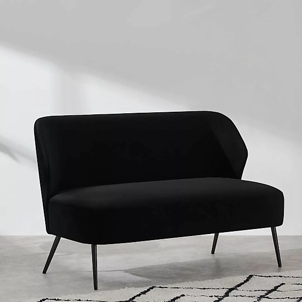 Topeka 2-Sitzer Sofa, Samt in Schwarz - MADE.com günstig online kaufen