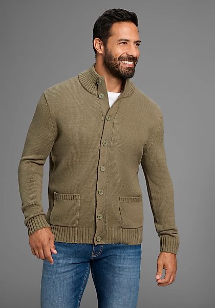 Mans World Strickjacke "Highlight mit Knöpfen& Taschen" mit Stehkragen,weic günstig online kaufen