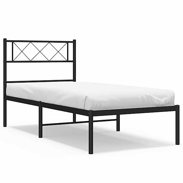 vidaXL Bettgestell Bettrahmen mit Kopfteil Metall Schwarz 90x200 cm Bett Be günstig online kaufen