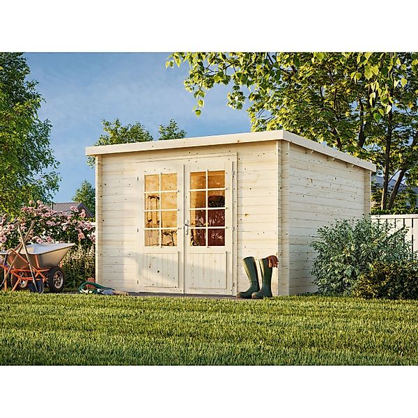 Palmako Gartenhaus Ella 300 x 300 cm Lackiert Dunkelgrau-Weiß FSC® günstig online kaufen