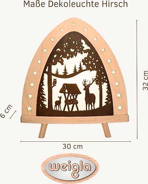 Weigla Lichterbogen »LED Hirsch, Dekolampe aus Holz, Winterdeko & Herbstdek günstig online kaufen
