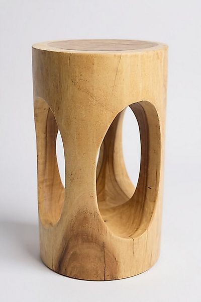 FaHome Beistelltisch Holzhocker Massiv Rund (50x30x30cm), Hocker Natur Beis günstig online kaufen