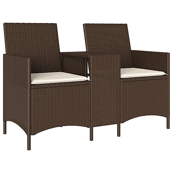 vidaXL Gartensofa 2-Sitzer mit Tisch und Kissen Braun Poly Rattan 4003885 günstig online kaufen