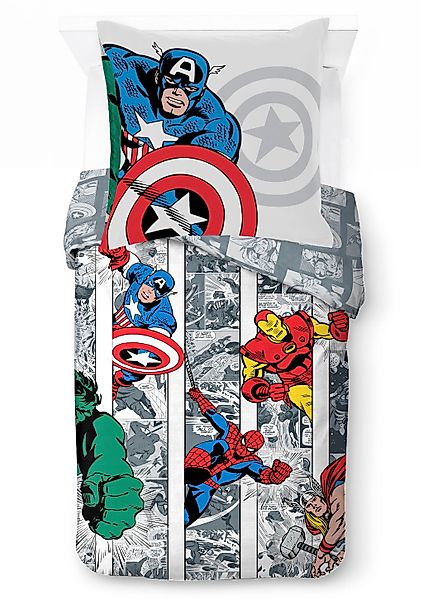 MARVEL Kinderbettwäsche "Marvel Comics Bettbezug-Set 135x200 cm + Kissenbez günstig online kaufen