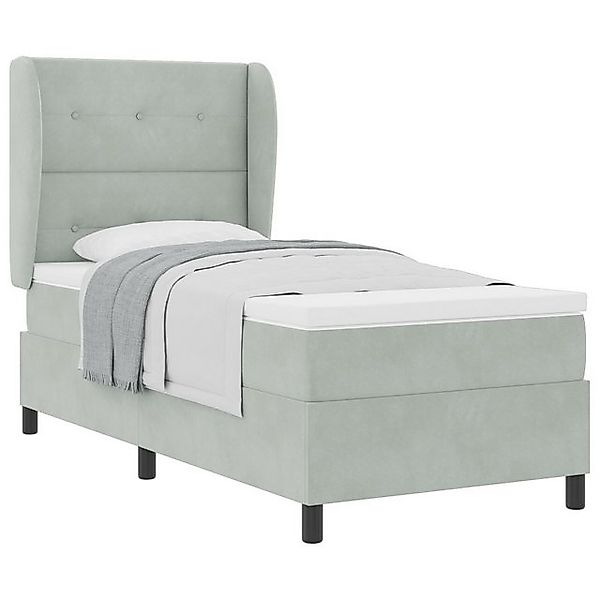 vidaXL Bett Boxspringbett mit Matratze Hellgrau 90x200 cm Samt (1-tlg) günstig online kaufen