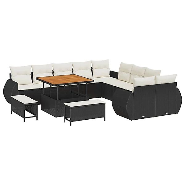 vidaXL Garten-Sofa-Set 13-Tlg Schwarz Poly Rattan 3361925 günstig online kaufen