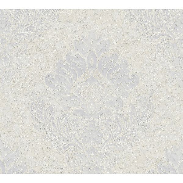 Livingwalls Tapete Barockmuster Weiß Silber und Grau 53 cm x 10,05 m AS-379 günstig online kaufen
