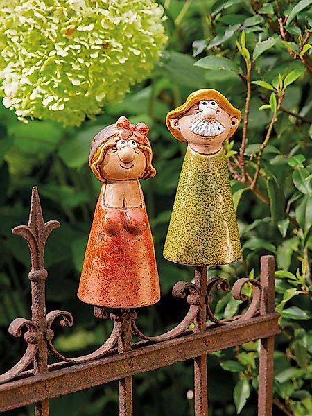 MF Gartenzaun 2er Set Hans & Hilde Zaunhocker Set – Keramikfiguren für Gart günstig online kaufen