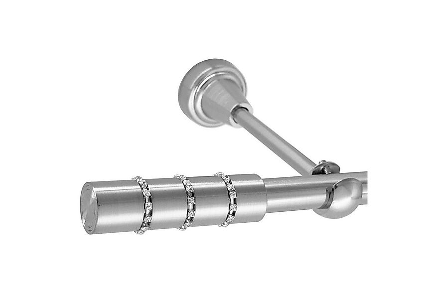 BASIT Gardinenstange Rohr Edelstahloptik 16 mm mit Wandträgern 120 cm E25, günstig online kaufen