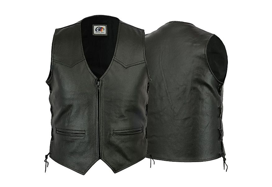 German Wear Motorradweste GW680 Black Zipper Motorrad Lederweste Biker Moto günstig online kaufen