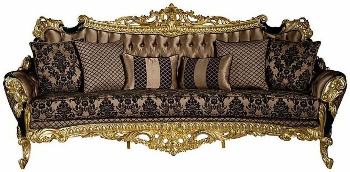 Casa Padrino Sofa Luxus Barock Sofa Braun / Schwarz / Gold 260 x 110 x H. 1 günstig online kaufen
