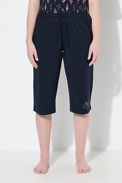 Ulla Popken Pyjamahose Schlafanzug-Shorts Blüten weites Bein Biobaumwolle günstig online kaufen