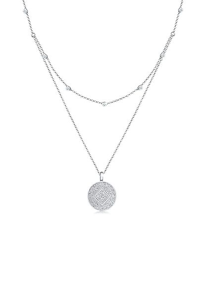 Elli Gliederkette Münze Plättchen Kristalle 925 günstig online kaufen