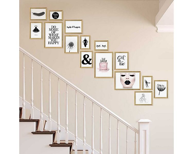 PHOTOLINI Bilderrahmen 15er Set Modern Schmal 10x15 bis 21x30 cm günstig online kaufen