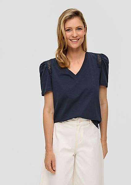 s.Oliver Kurzarmshirt Baumwoll-Shirt mit Spitzenbesatz an günstig online kaufen