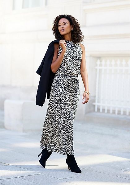 LASCANA Jerseykleid mit Alloverdruck, Midikleid, hochgeschlossen, sommerlic günstig online kaufen