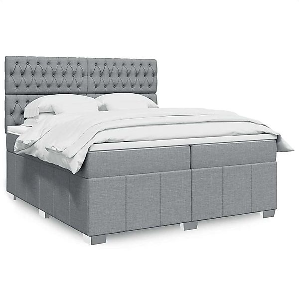 vidaXL Boxspringbett mit Matratze Hellgrau 200x200 cm Stoff 3294082 günstig online kaufen