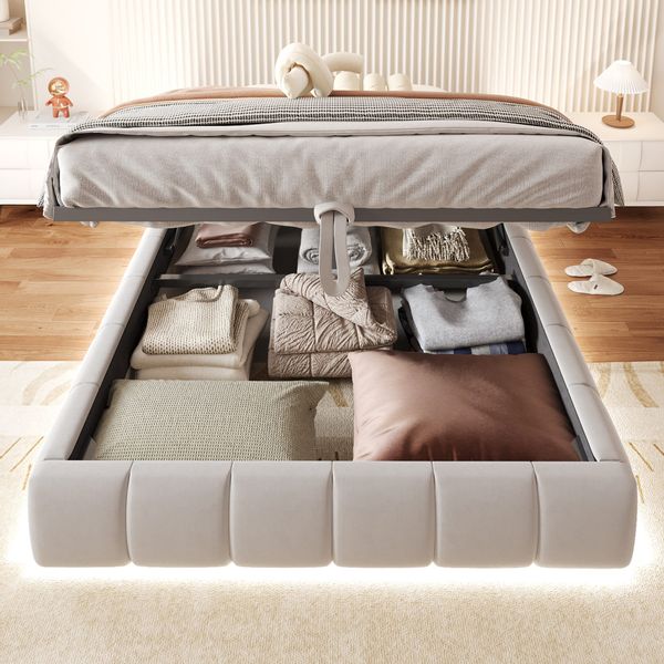 Flieks Polsterbett, Hydraulisches Stauraumbett 140x200cm ohne günstig online kaufen