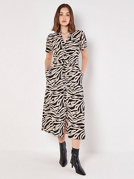 Apricot Midikleid Zebramuster Hemdblusenkleid, (2-tlg., Stoffgürtel) mit Se günstig online kaufen