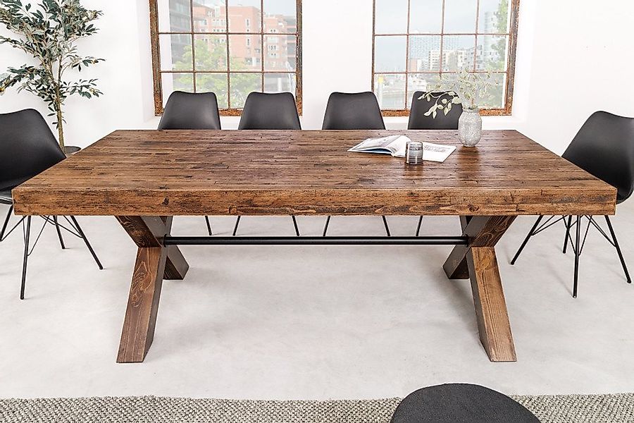 riess-ambiente Esstisch GOLIATH 210cm natur/schwarz- Pinienholz, X-Gestell, günstig online kaufen