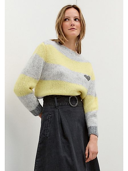 MORE&MORE Rundhalspullover kuscheliger Streifenpullover, Paillettenherz günstig online kaufen