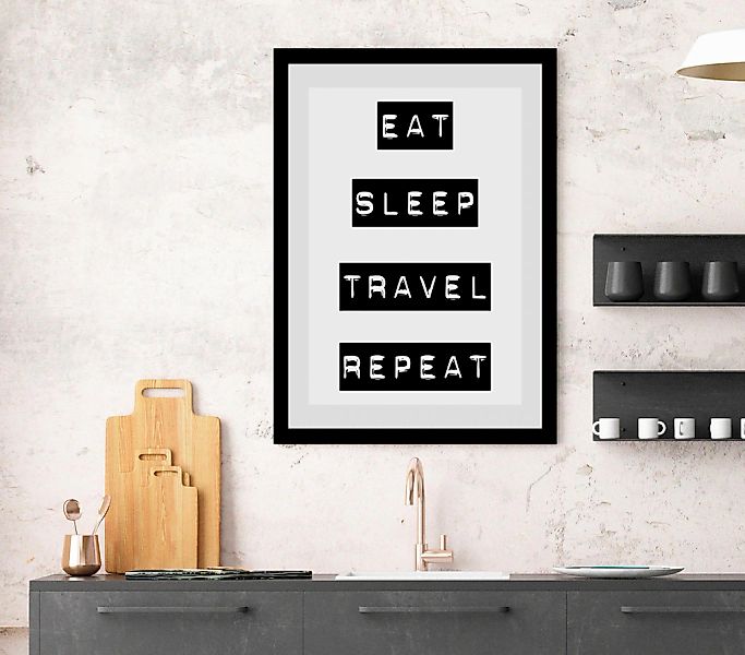 queence Bild »eat«, Sprüche & Texte-Schriftzug-Schwarz-Weiß-Motivationsbild günstig online kaufen