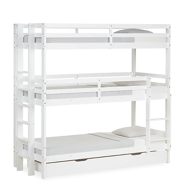 Homestyle4u Etagenbett 90x200 Hochbett für 3 Personen Dreifachbett Weiß Tre günstig online kaufen