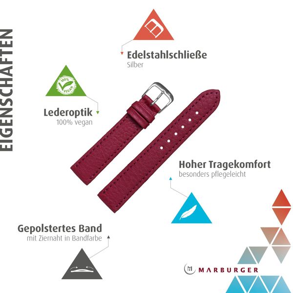 MARBURGER Uhrenarmband 20mm Kunststoff Vegan Rot günstig online kaufen
