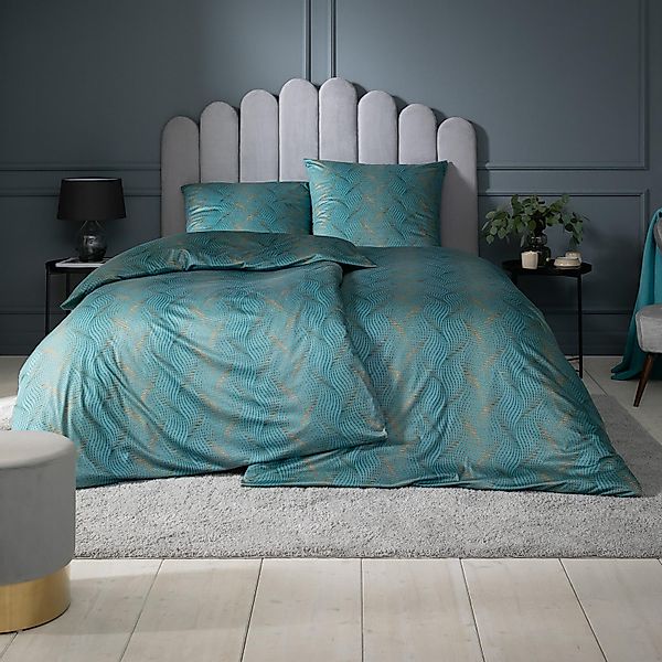 Estella Interlock Jersey Bettwäsche Ruben 6935-050 petrol 135x200 günstig online kaufen