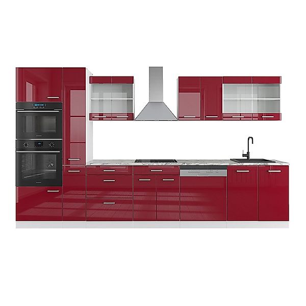 Vicco Küchenzeile R-Line, Bordeaux Hochglanz/Weiß/Weiß, 350 günstig online kaufen