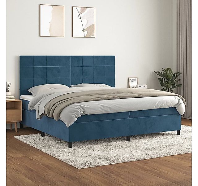 vidaXL Boxspringbett Boxspringbett mit Matratze Dunkelblau 200x200 cm Samt günstig online kaufen