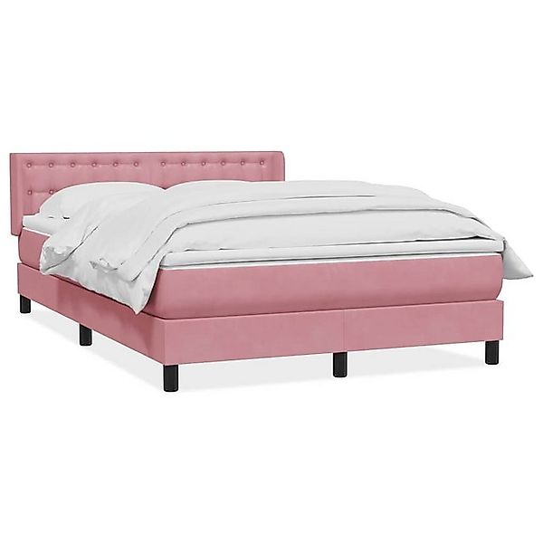 vidaXL Boxspringbett, Boxspringbett mit Matratze Rosa 140x210 cm Samt günstig online kaufen