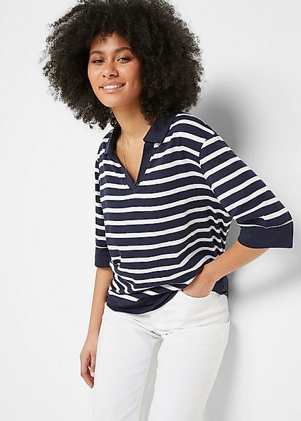 bonprix Poloshirt (2-tlg) mit Streifen Muster und mit Halbarm günstig online kaufen