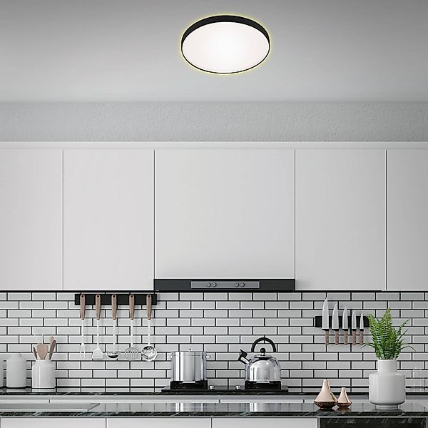 LED-Deckenlampe Flet, weiß/chrom, Ø 28,5cm, 3.000K günstig online kaufen
