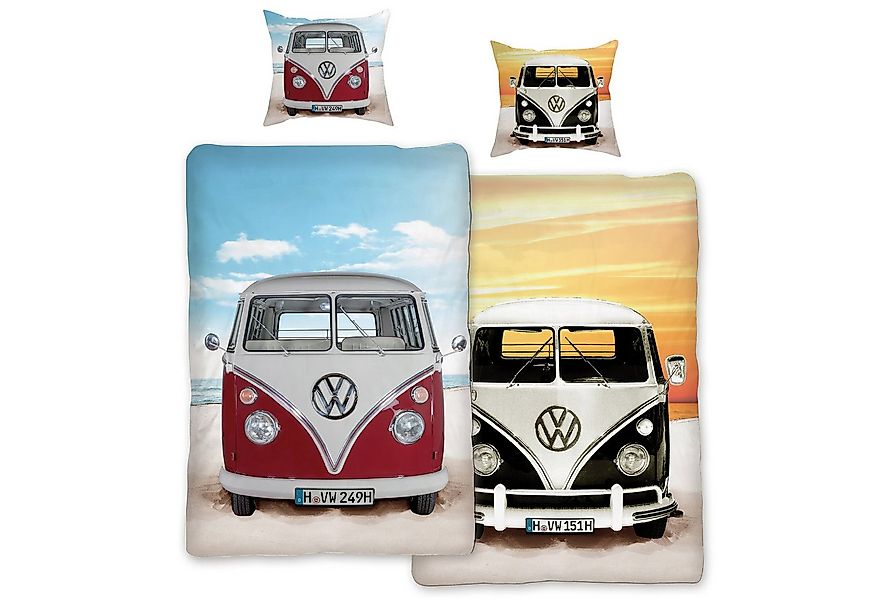 BERONAGE Wendebettwäsche VW Volkswagen Bulli Beach 089 Bettwäsche Linon / R günstig online kaufen