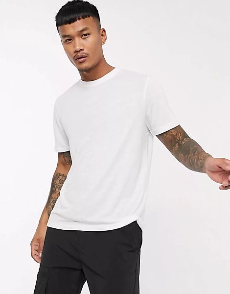 ASOS DESIGN – T-Shirt aus weißem Leinen-Mix günstig online kaufen