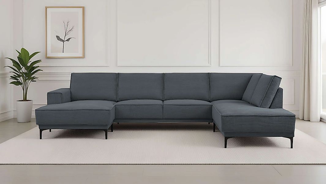 PLACES OF STYLE Wohnlandschaft "XXL Sofa Oland, Struktur, Flachgewebe, Luxu günstig online kaufen